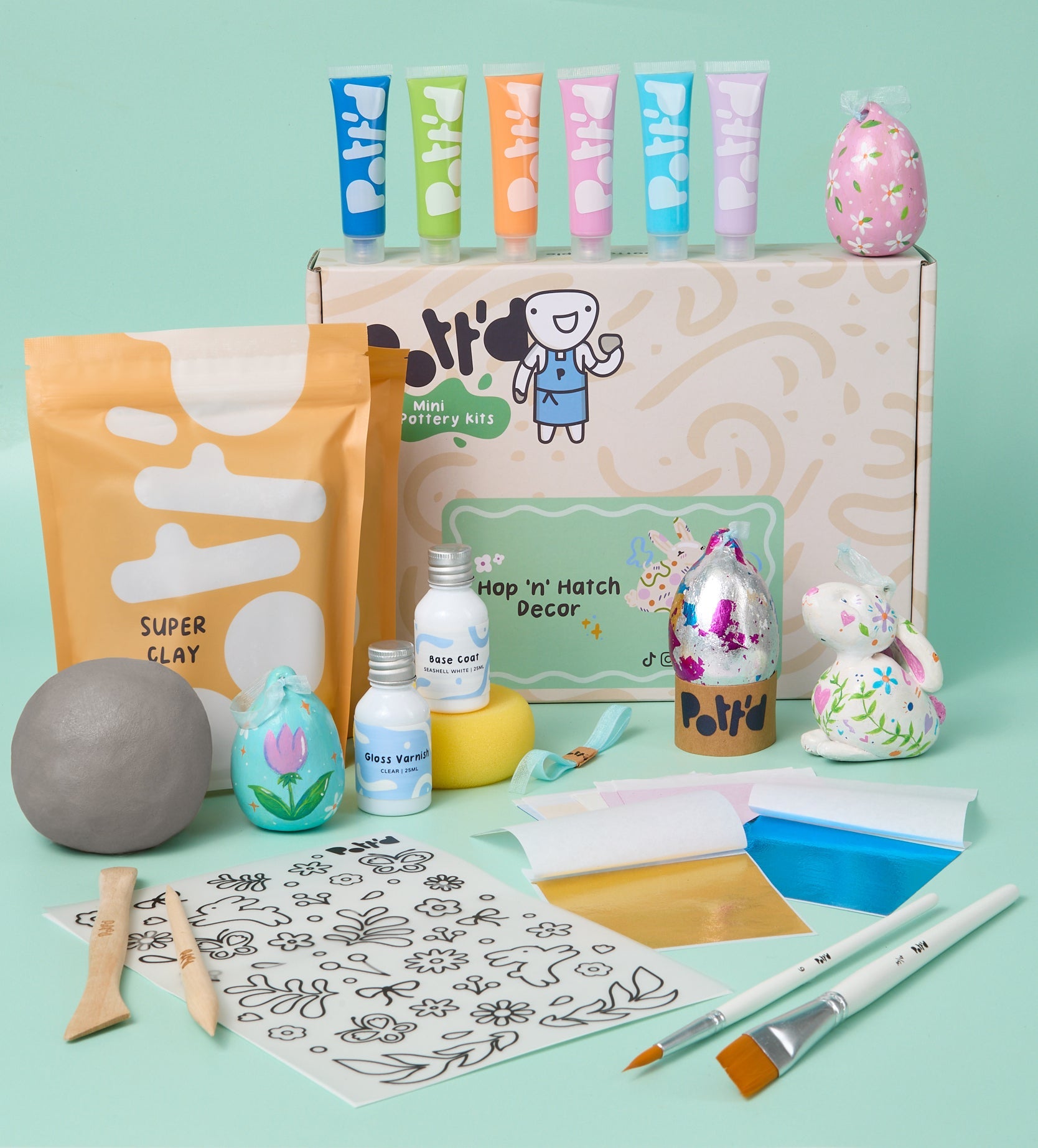 Pott'd Projects Hop'n'Hatch kit ceramica decorazioni pasquali