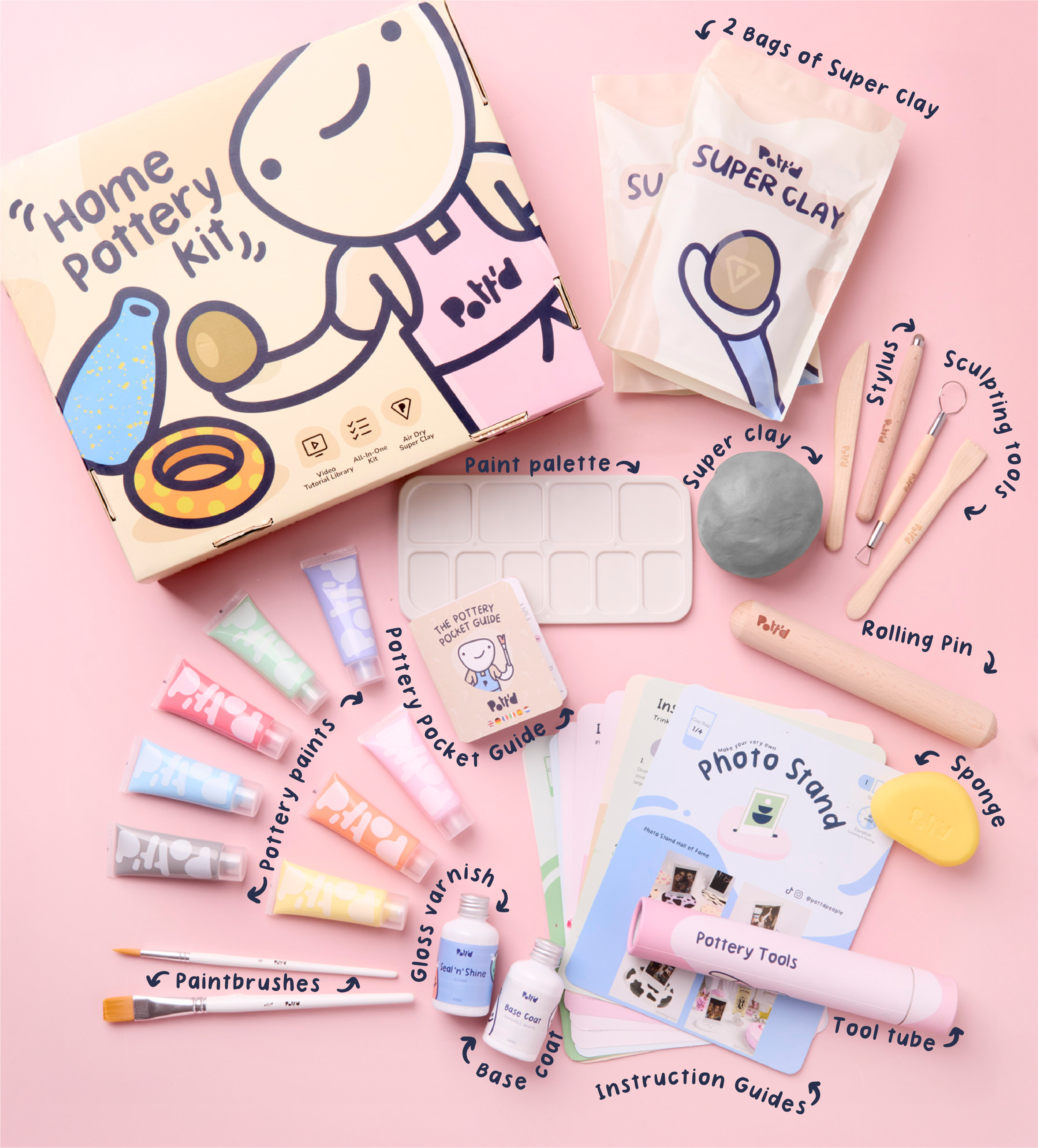 Pott'd Home Pottery Creative Kit kit ceramica fai da te colori