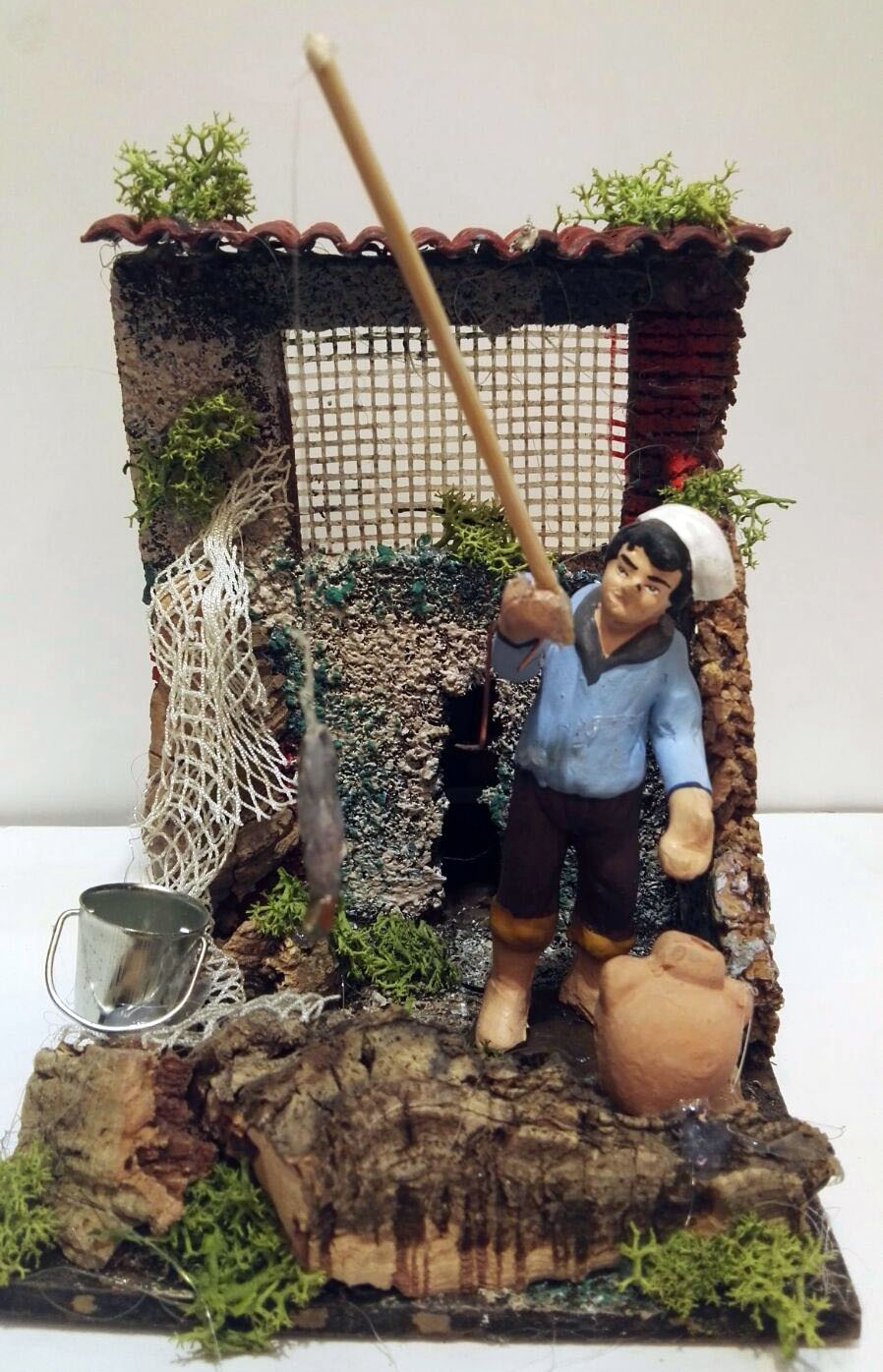 Landi PM10-1 pescatore presepe resina 20x12x15 cm
