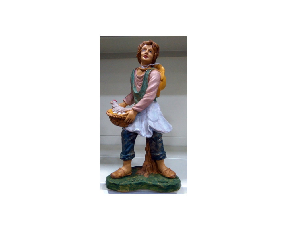 Ditta Montanini G30-23 pastore con gallina statua legno 30 cm