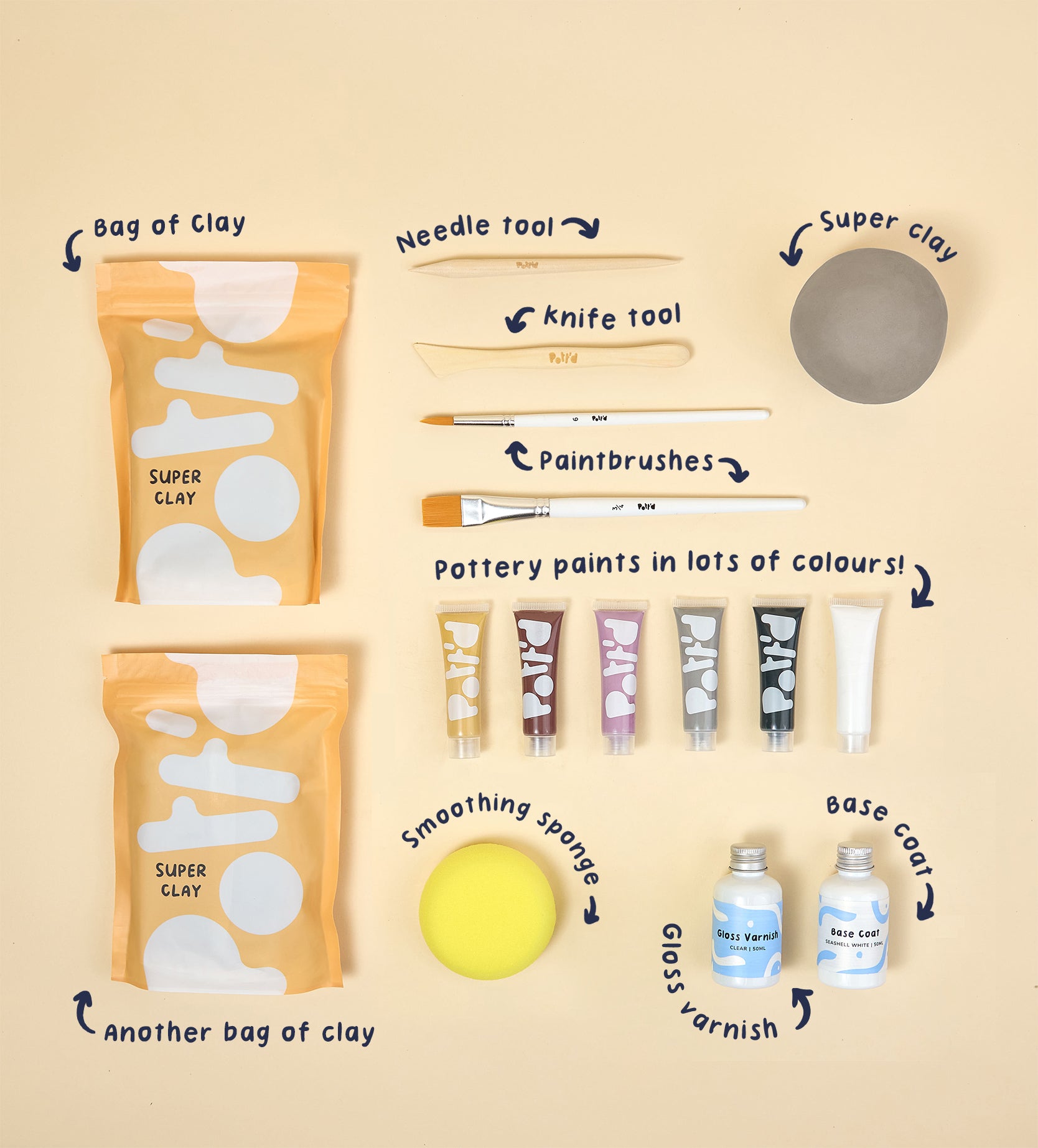 Pott'd Projects Blissful Blooms kit ceramica vaso minimalista 1 vaso