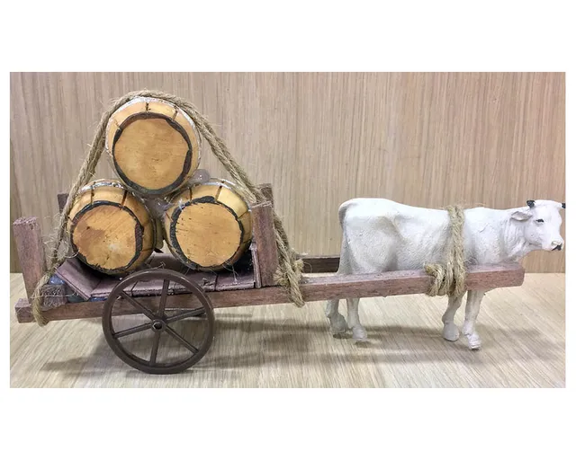 Ditta Montanini SB3 Carro con Bue e Botte Presepe H 7 cm
