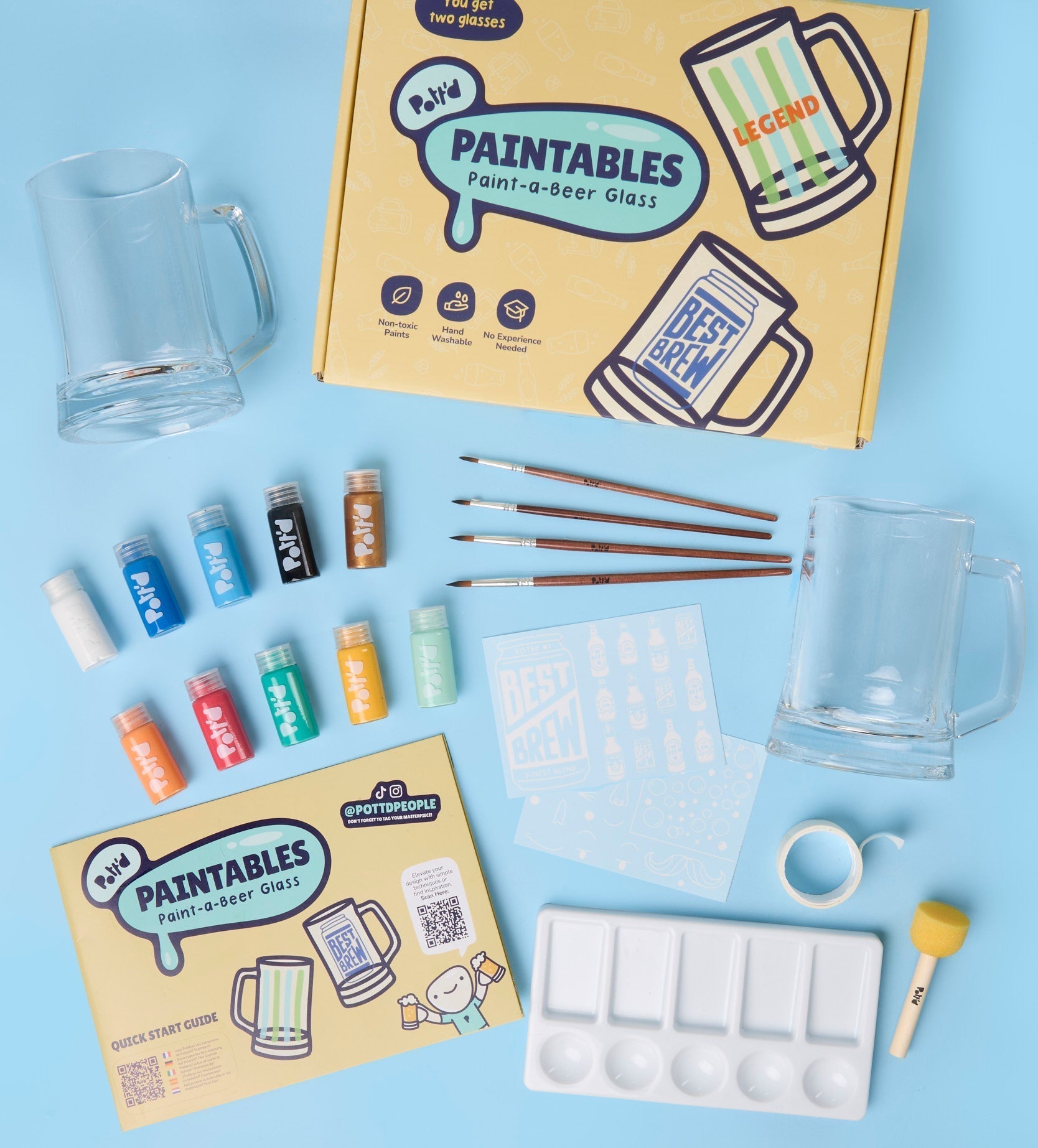 Pott'd Ultimate Glassware Bundle kit pittura vetro vaso e calici