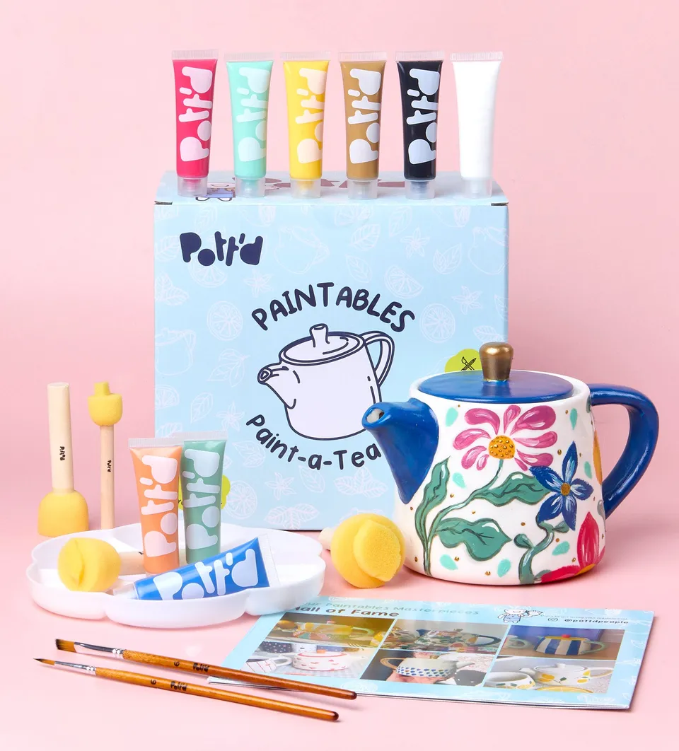 Pott'd Painting Kits Teiera da dipingere kit pittura 2 pezzi ceramica