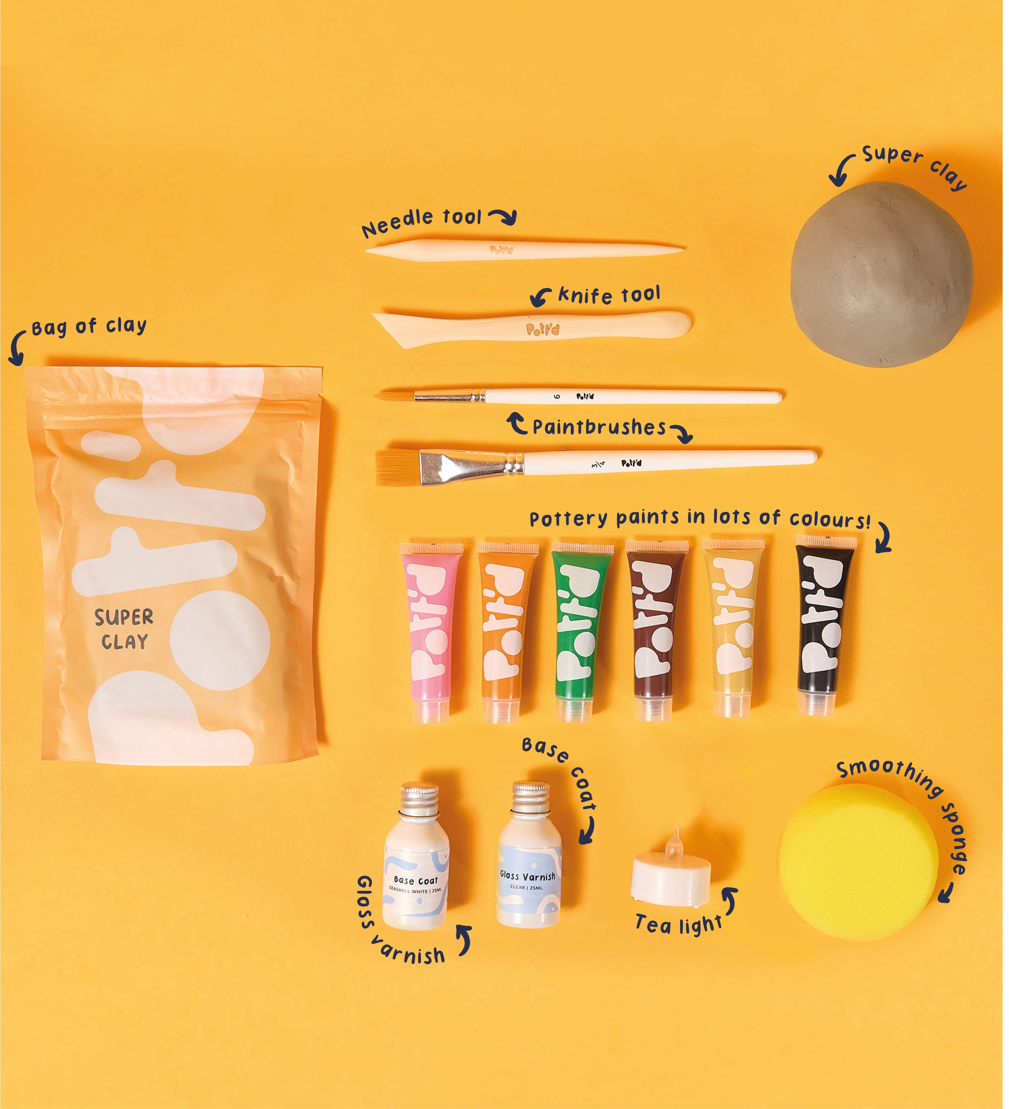 Pott'd Projects Campfire Kittens kit ceramica fai da te casa