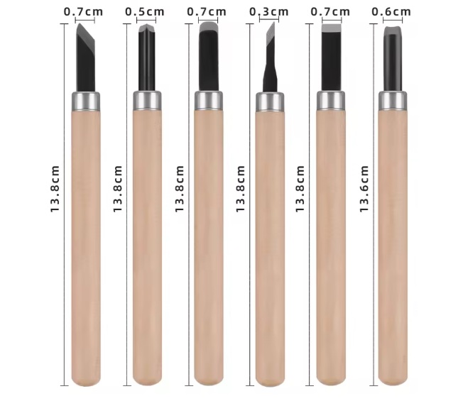Cerama Strumenti Set da intaglio 6 coltelli acciaio