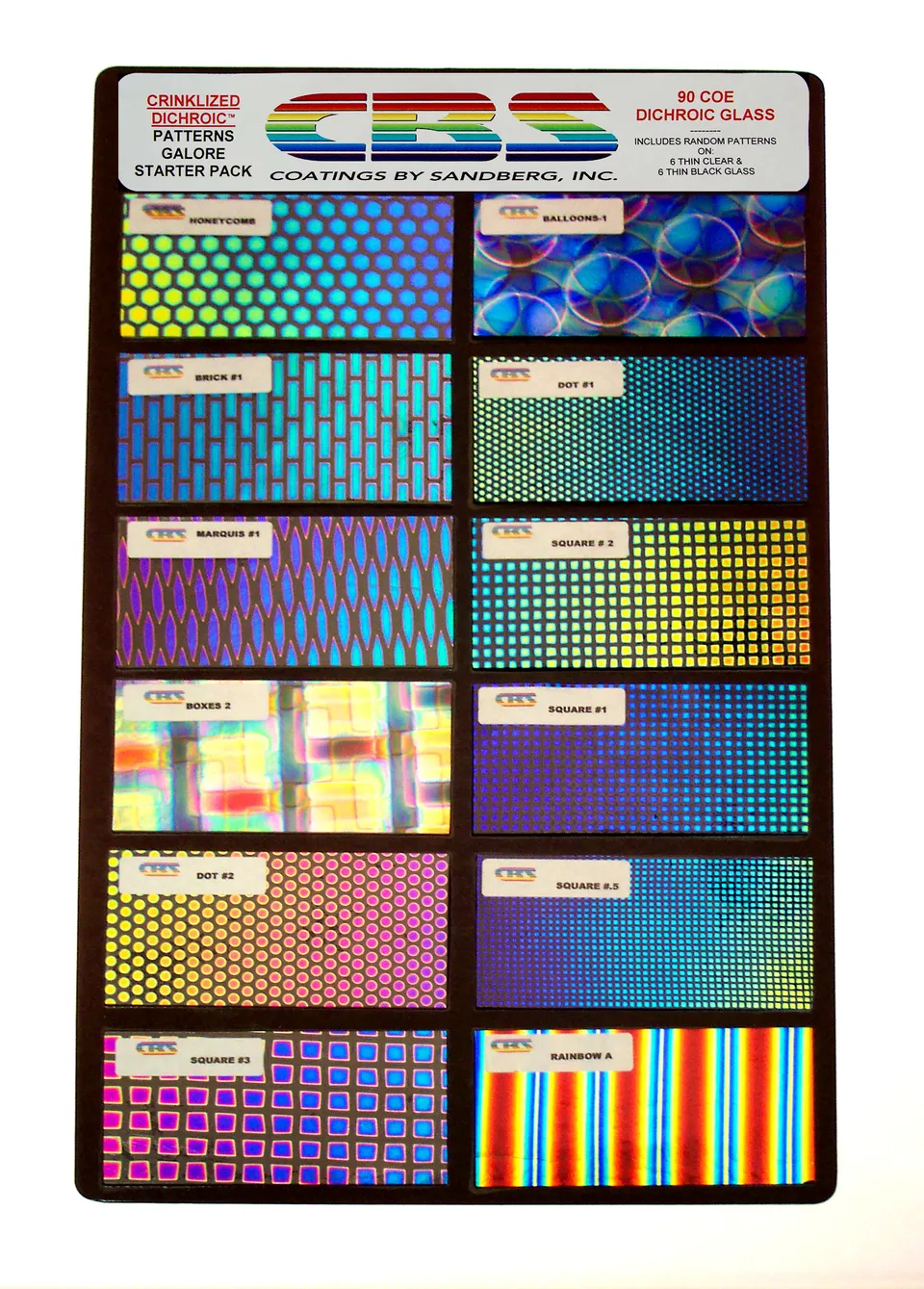 Cbs Dichroic Crinklized Patterns Galore kit vetro 12 pezzi 2x4