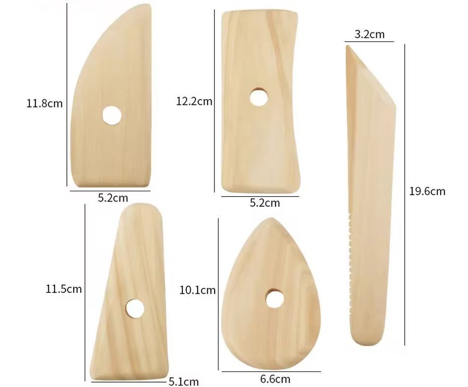 Cerama Strumenti Spatole in legno set 5 pezzi modellazione