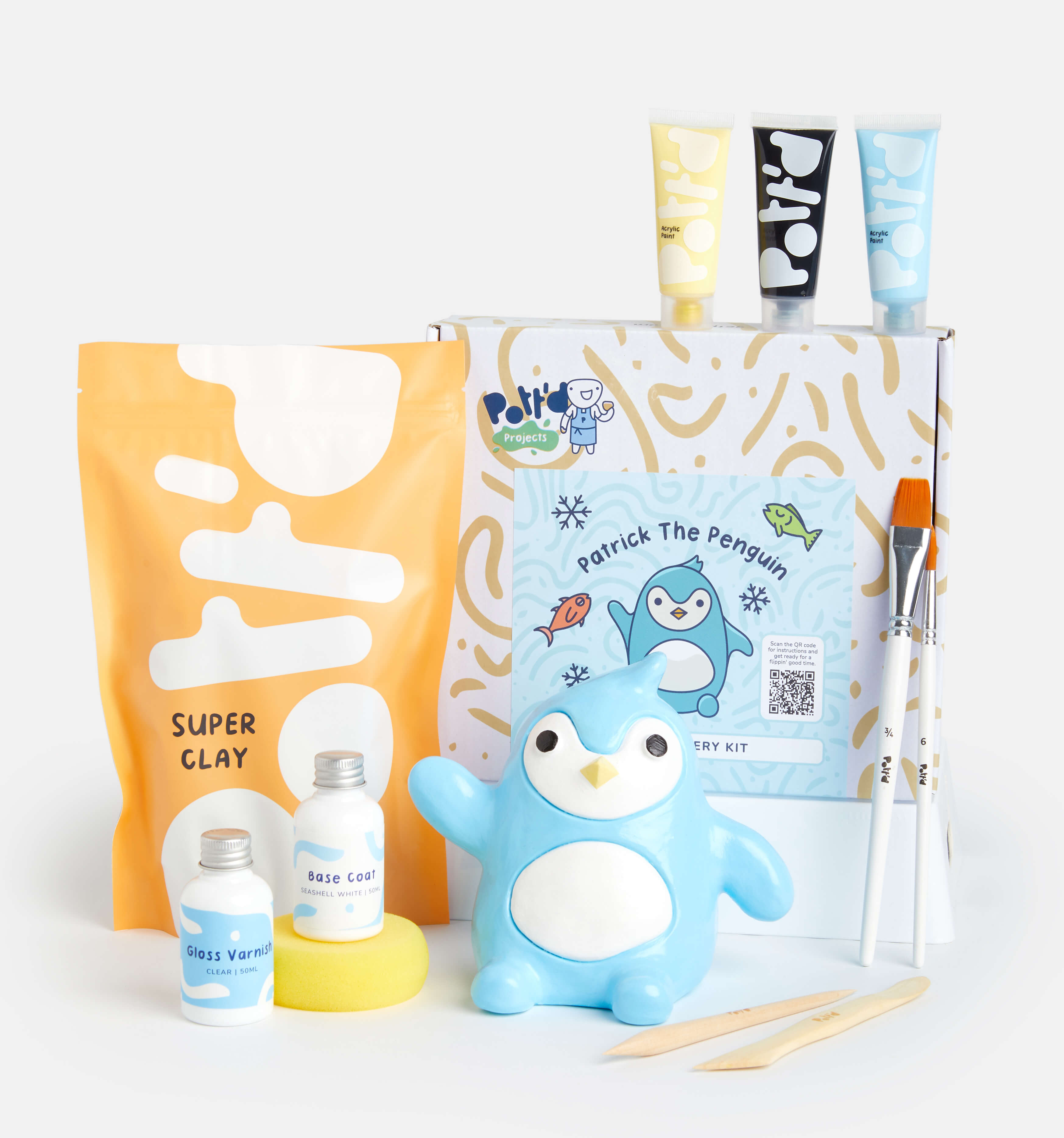 Pott'd Projects Patrick the Penguin kit ceramica pinguino