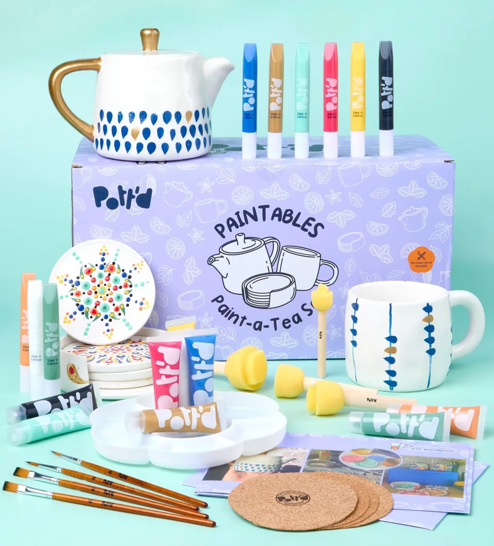 Pott'd Painting Kits Paint-a-Tea Set Kit Tazze Ceramica Solo