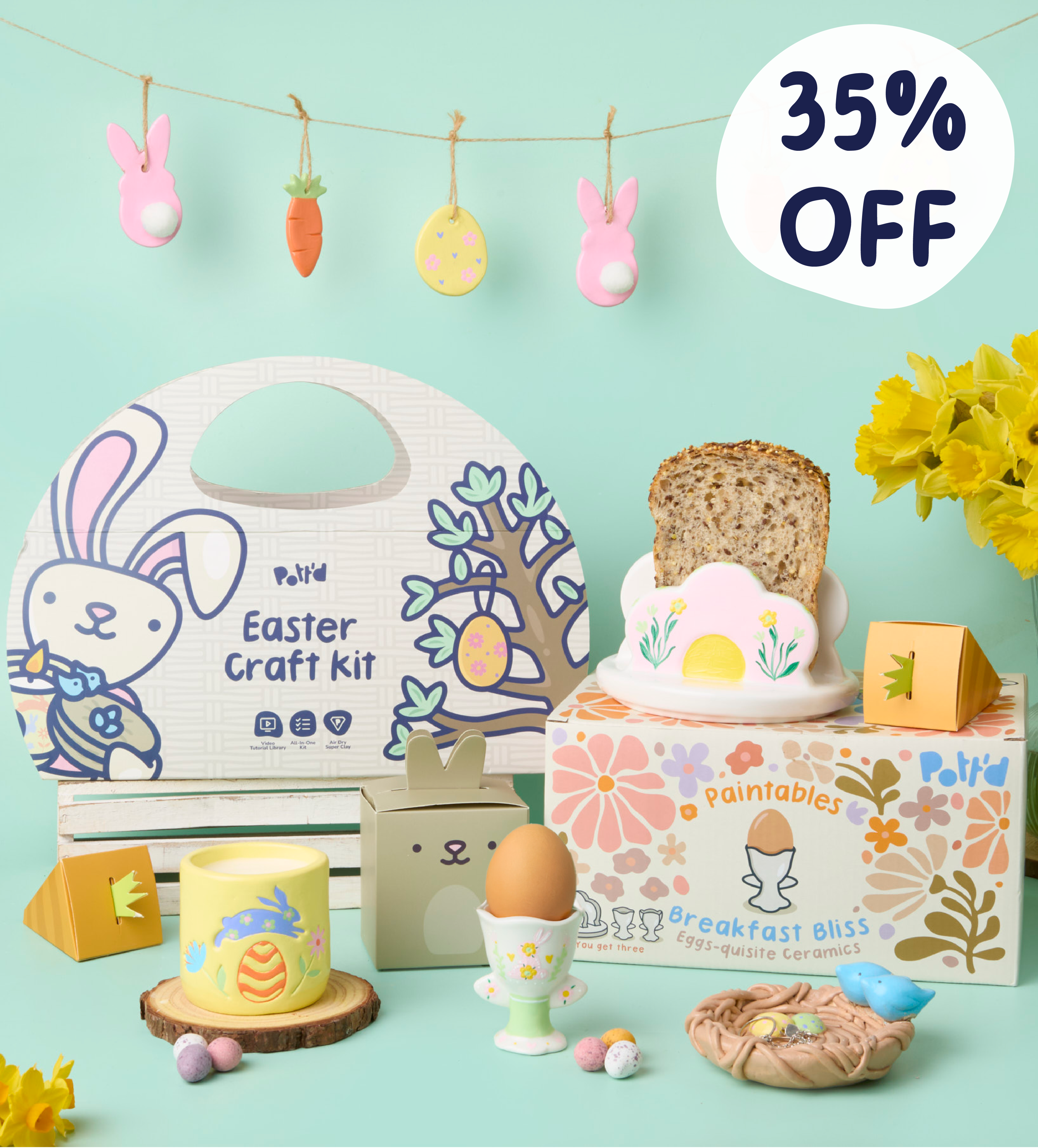 Pott'd Bundles Creative Bunny kit tazze ceramica Pasqua