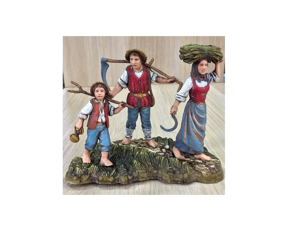 Gruppi Landi 0345-06 famiglia contadini gruppo presepe resina