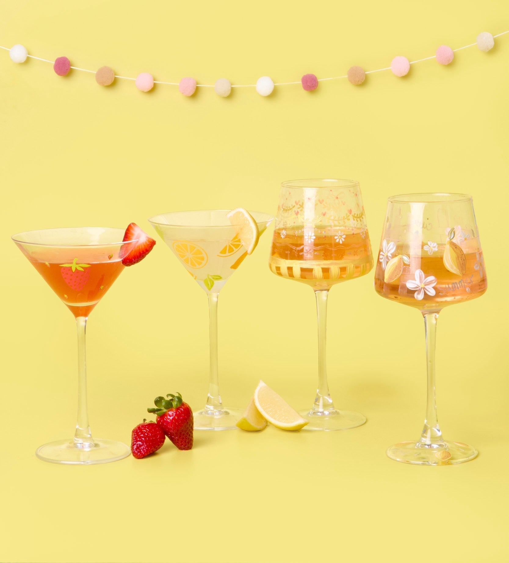 Pott'd Bundles Cocktail & Wine set pittura 4 bicchieri vetro