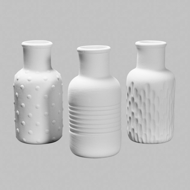 Mayco Earthenware Bisque vasi biscotto ceramica 3 pezzi texture
