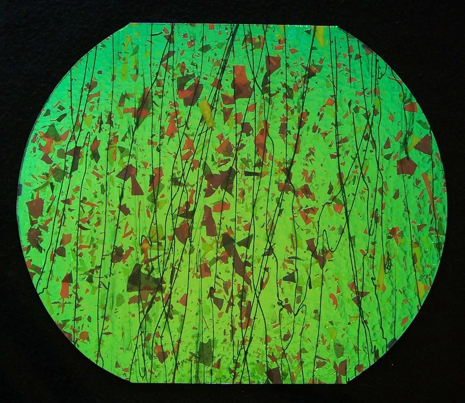 Cbs Dichroic Specialty Fracture 4111 Emerald vetro dicroico 90 COE