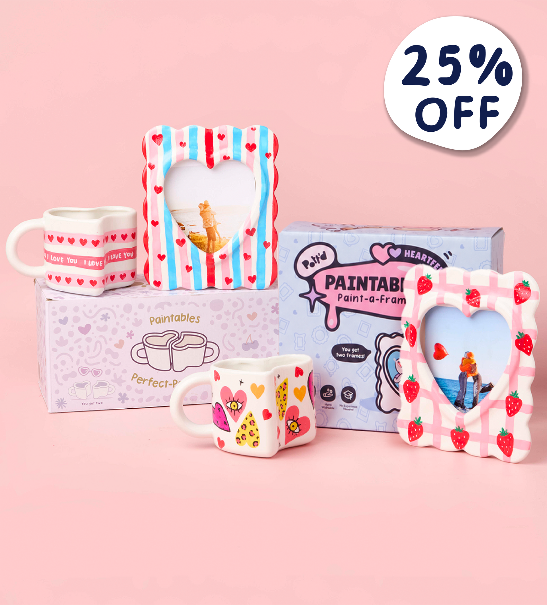 Pott'd Full of Heart set tazza e cornice fatto a mano