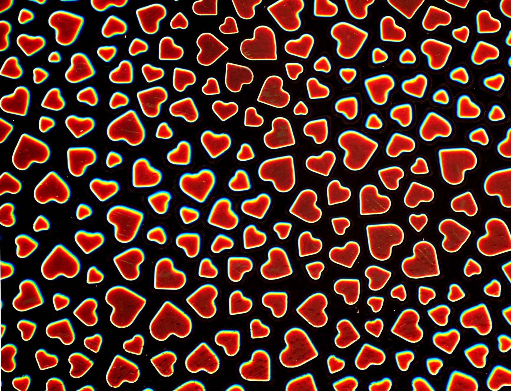 CBS Borderline Hearts vetro dicroico quarto foglio cuori ciano rosso