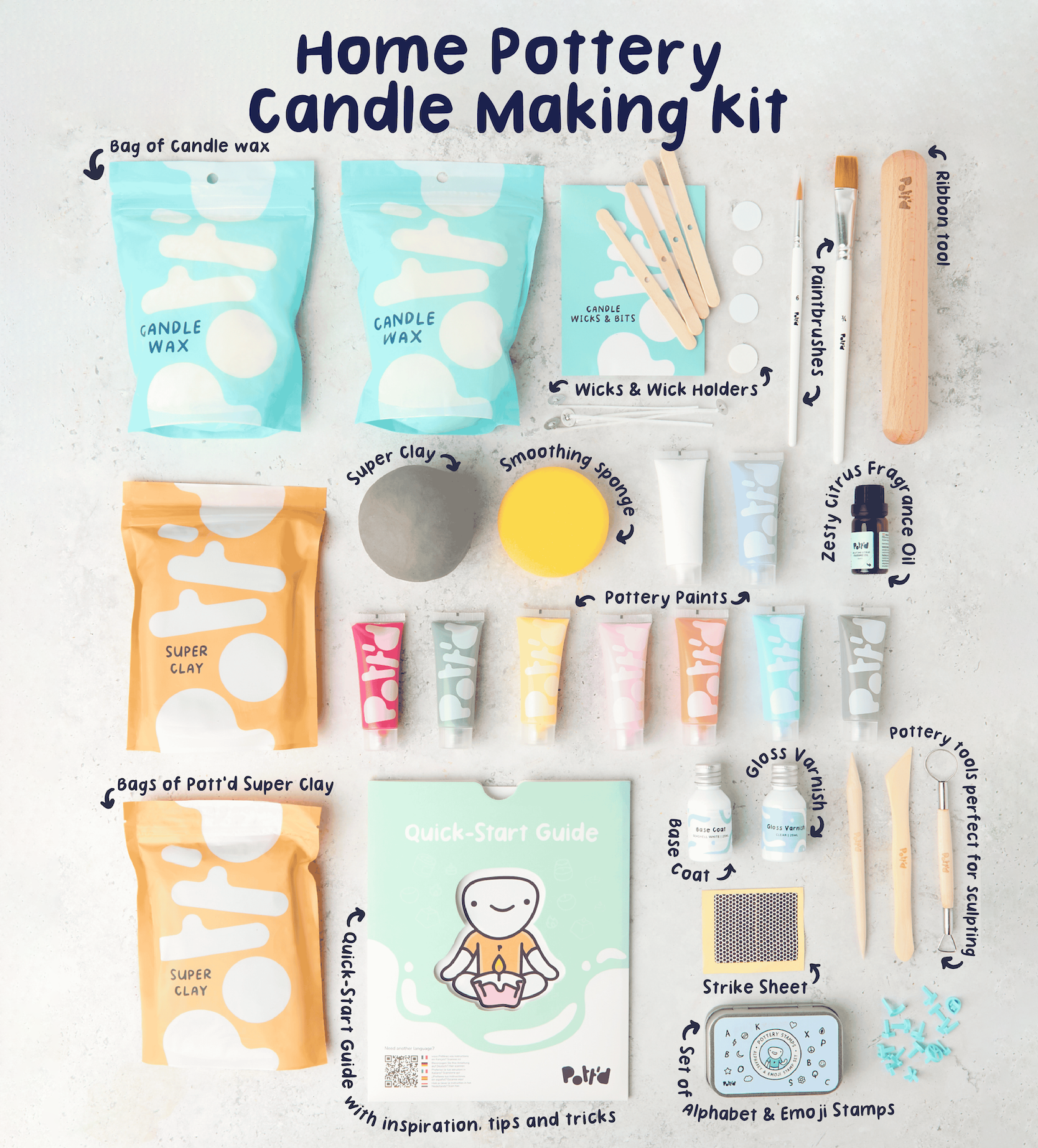 Pott'd Bundles Handmade Moments kit candele argilla e cornici