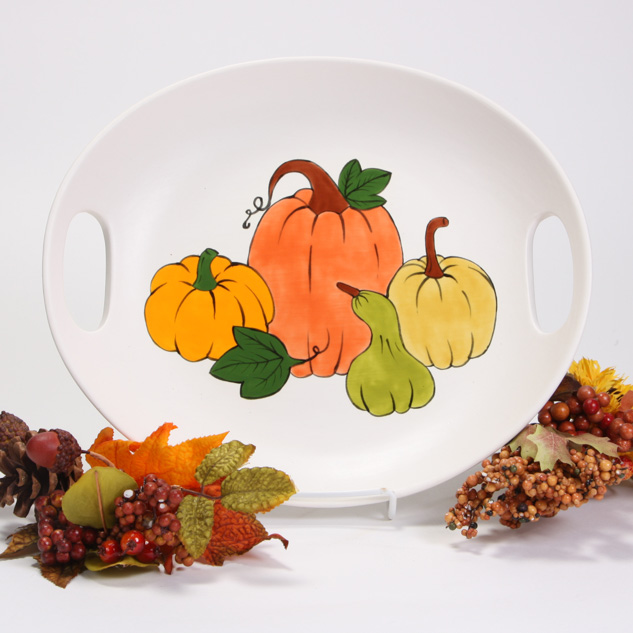 Mayco Earthenware Bisque Handled Platter piatto con manici