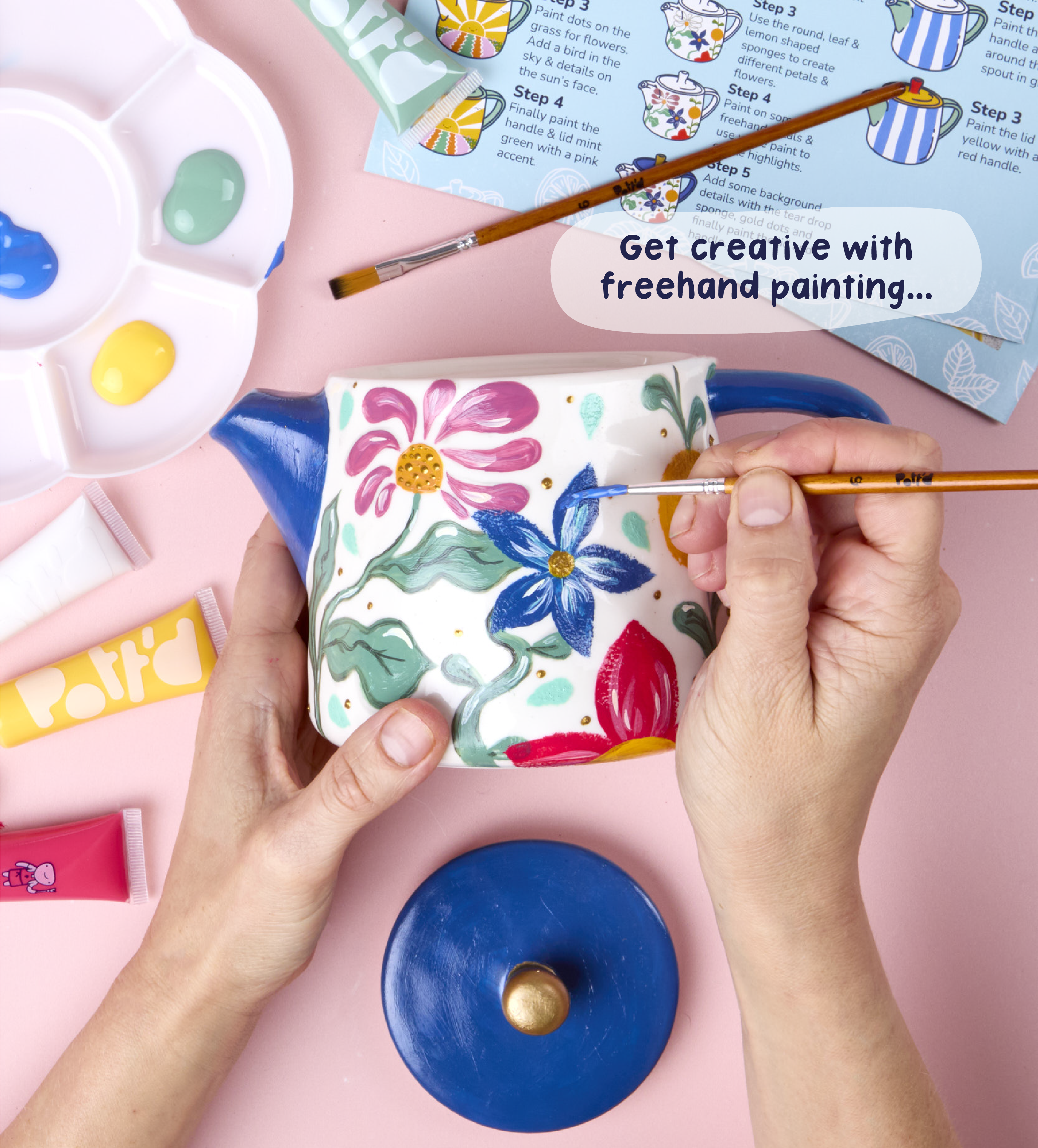 Pott'd Paint-a-Tea Pot kit teiera doppia ceramica