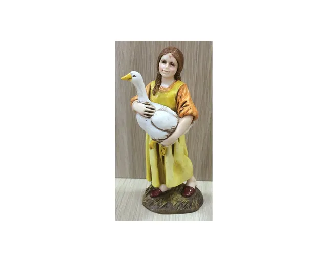 Ditta Montanini Pastori Landi 1256-03 statuina bimba con oca 12 cm