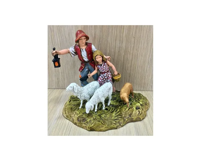Ditta Montanini Gruppi Landi 1089-02 gruppo uomo bimba pecore