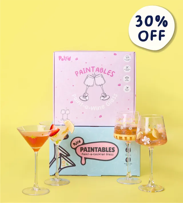 Pott'd Bundles Cocktail & Wine set pittura 4 bicchieri vetro