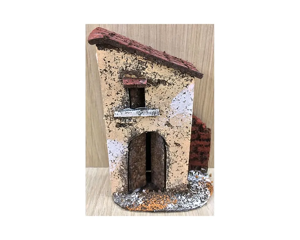 Montanini CAP6 casetta sughero presepe H 10,5 cm