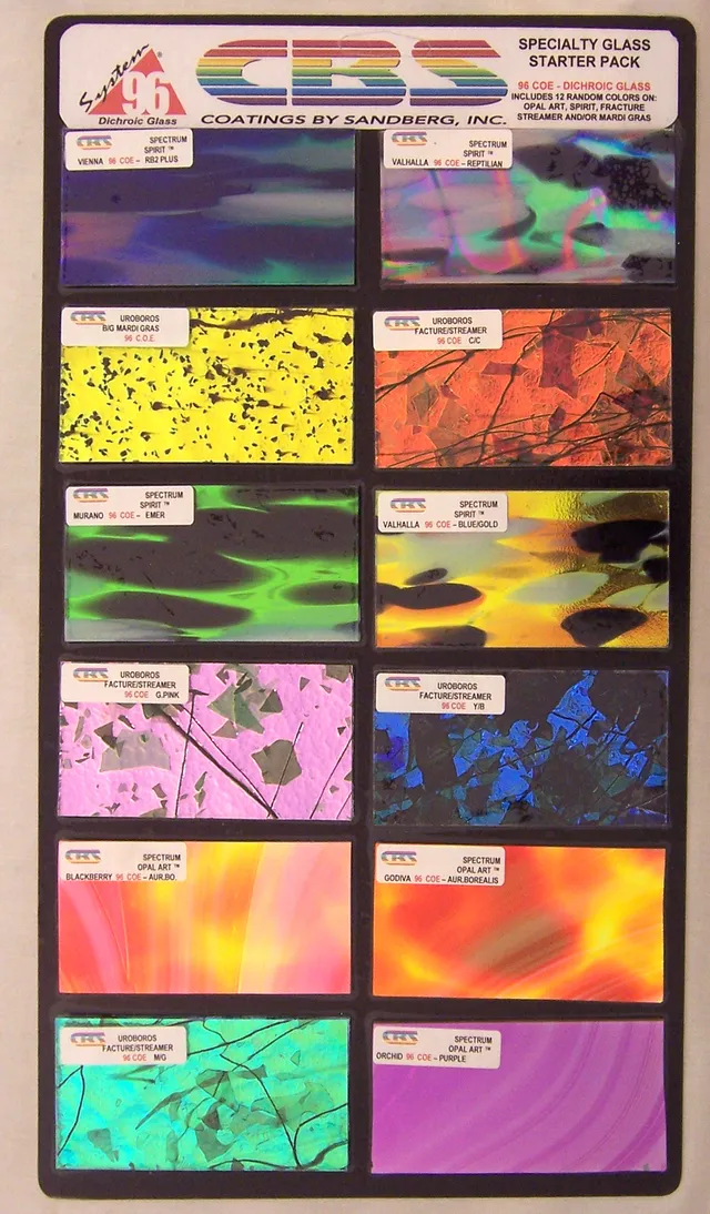 Cbs Dichroic Specialty Starter Pack vetro fusione 96 COE 12 pezzi