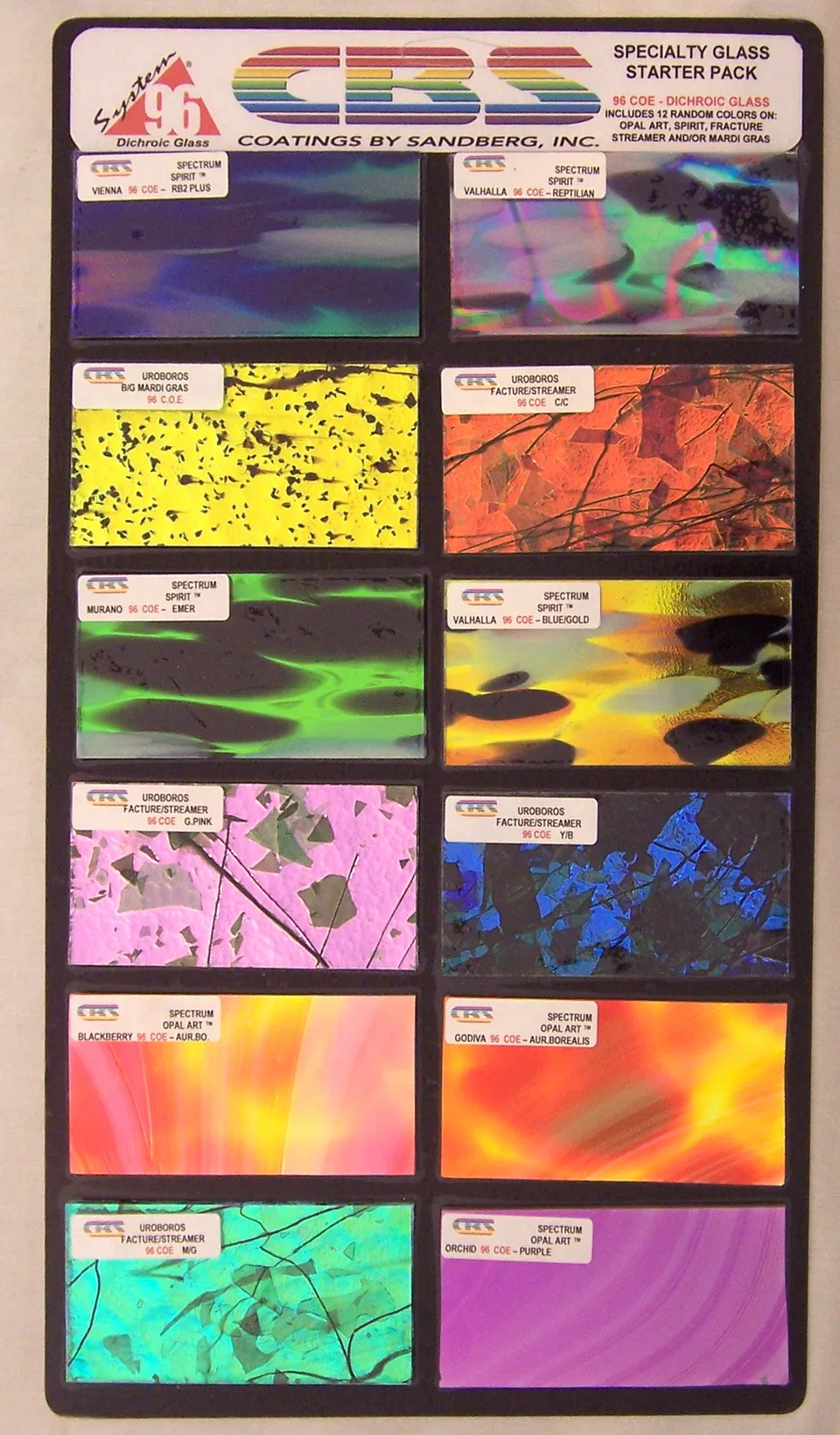 Cbs Dichroic Specialty Starter Pack vetro fusione 96 COE 12 pezzi