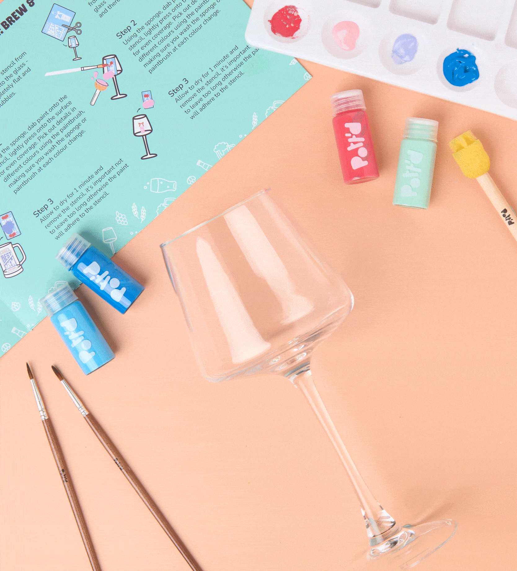 Pott'd Painting Kits kit pittura bicchieri birra e vino in vetro