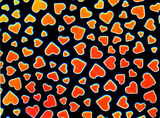 Cbs Borderline Hearts vetro dicroico cyan rosso aurora