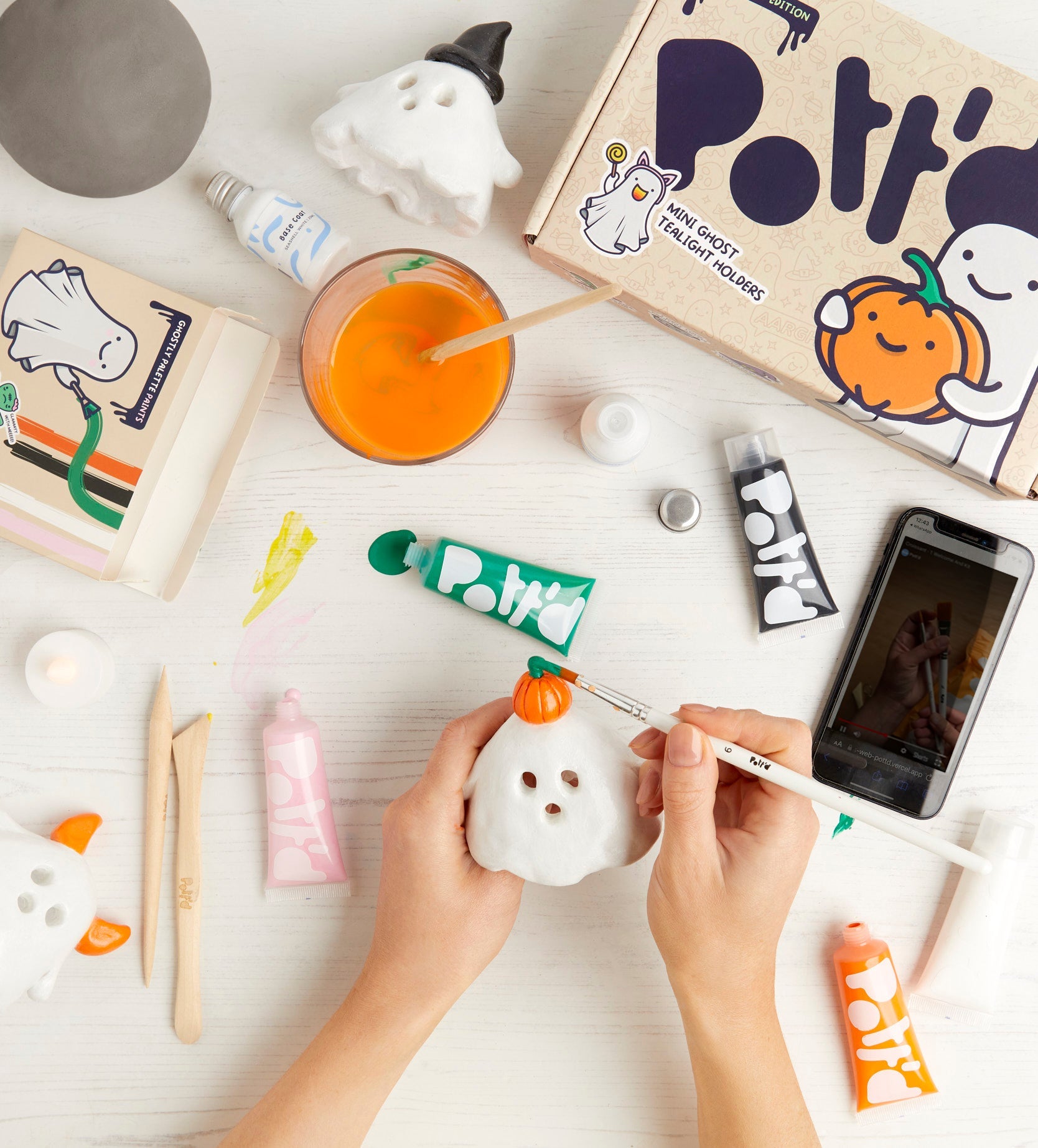 Pott'd Projects Halloween Kit Fantasmi Portacandele Trio
