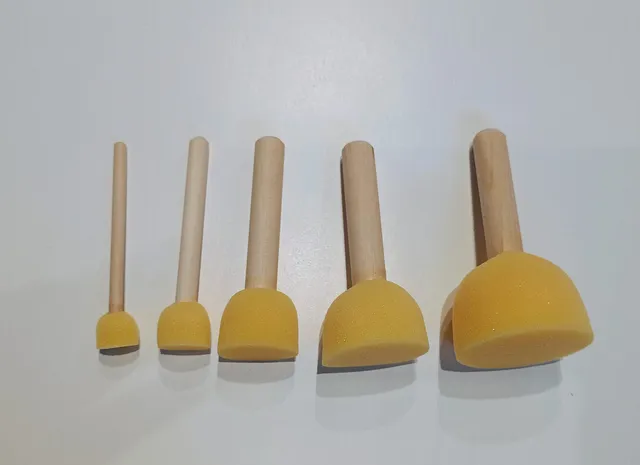 Cerama spugne con manico legno set 5 pezzi argilla