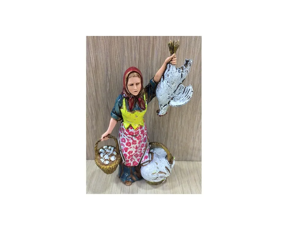 Gruppi Landi 0333-05 pollivendola statuina presepe