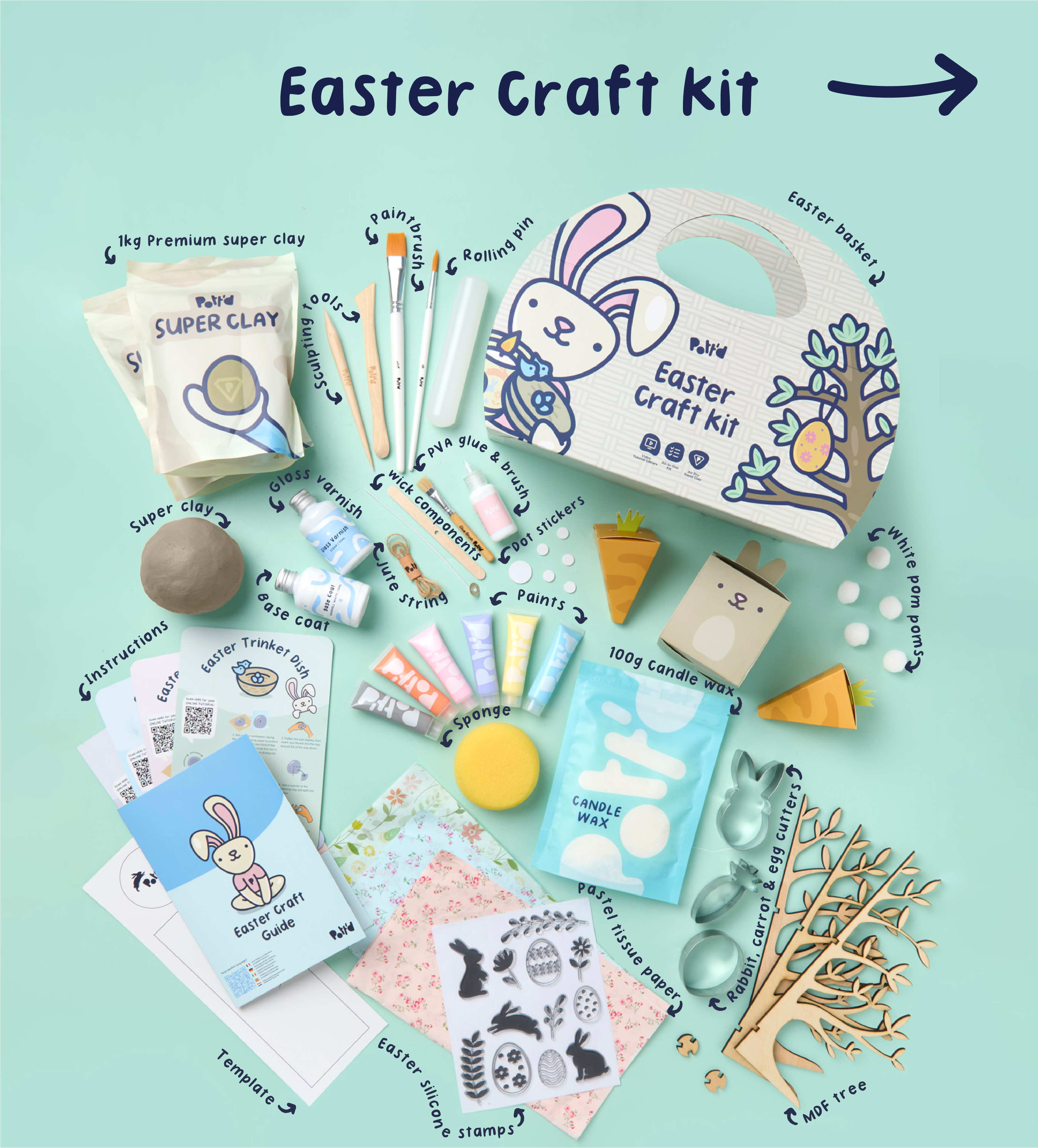Pott'd Bundles Creative Bunny kit tazze ceramica Pasqua