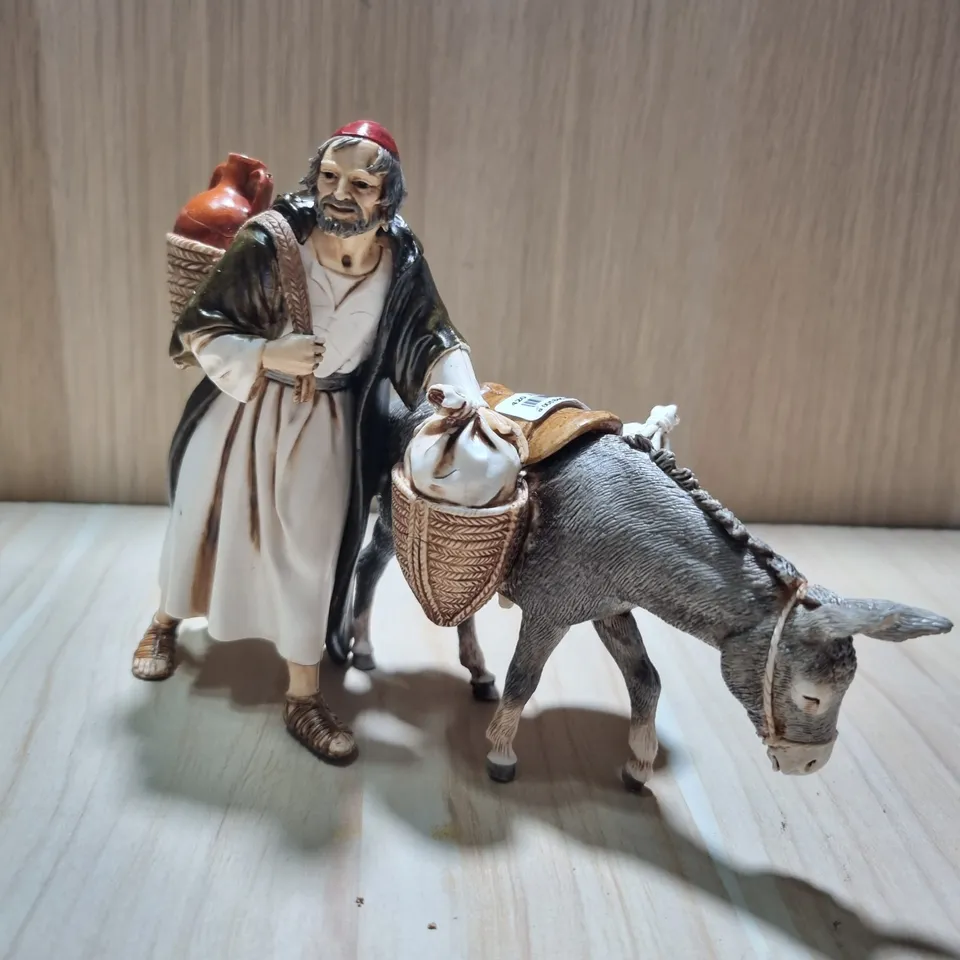 Pastori Landi Viandante con Asino Statuina Presepe 13 cm Gruppo
