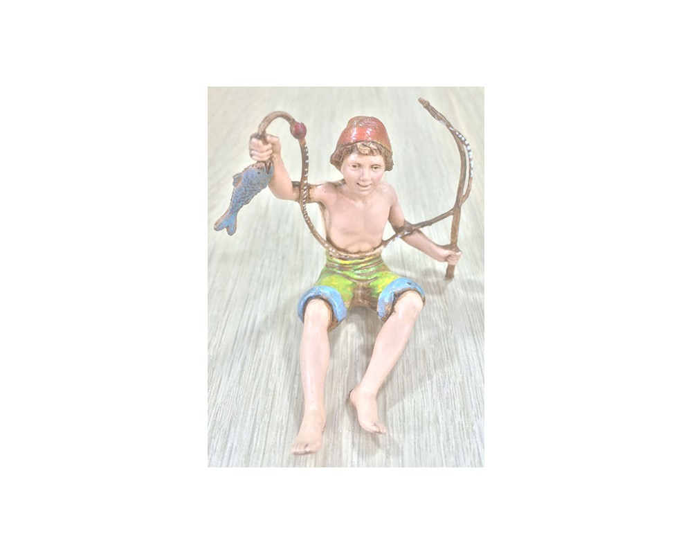 Pastori Landi 1074 Pescatore Seduto Statuina Presepe 10 cm