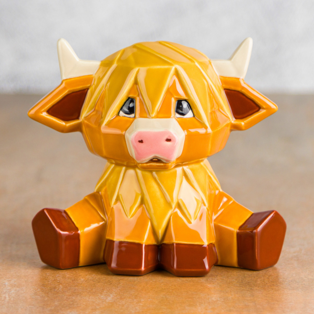 Mayco Earthenware Bisque Highland Cow biscotto mucca ceramica