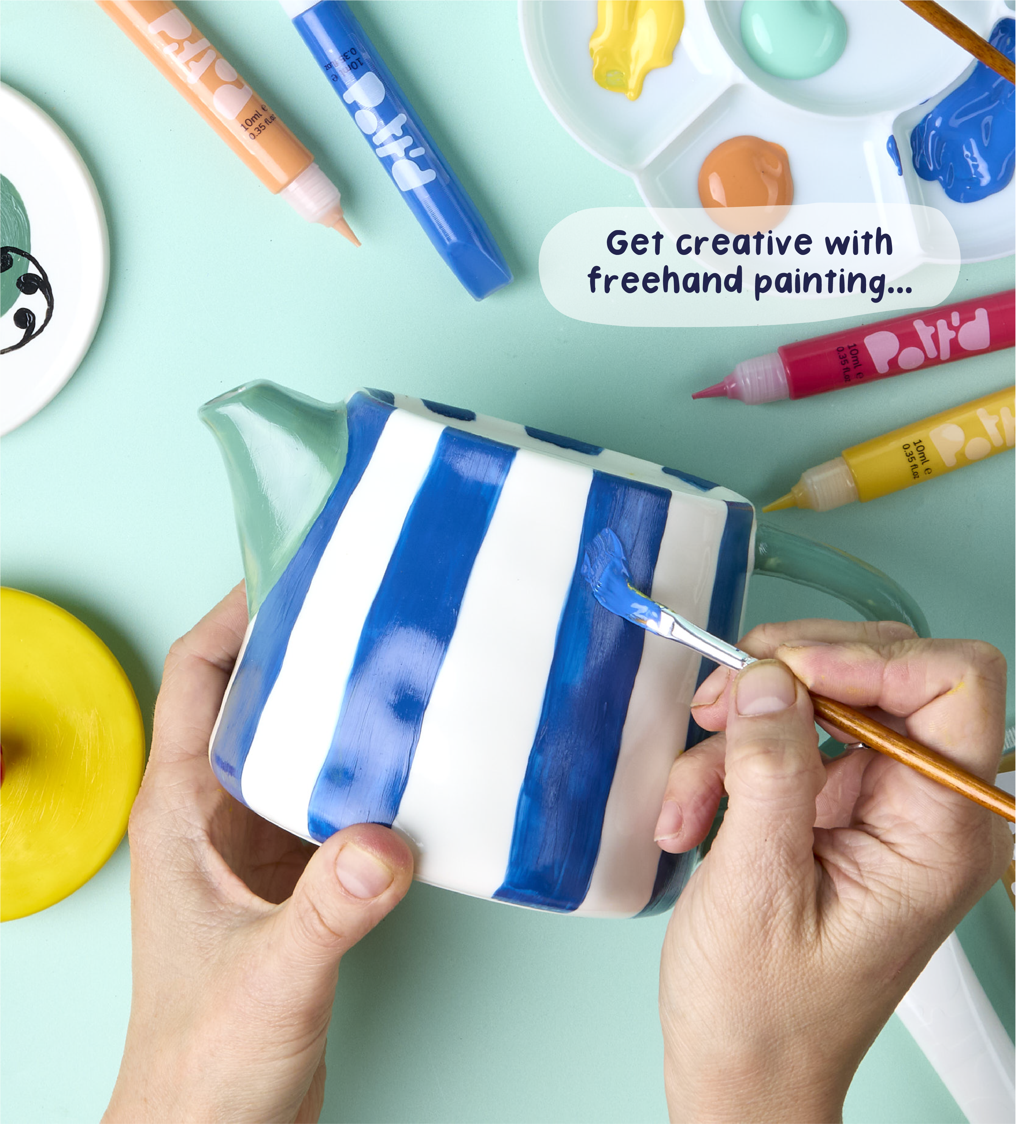Pott'd Painting Kits Paint-a-Tea Set Kit Tazze Ceramica Solo
