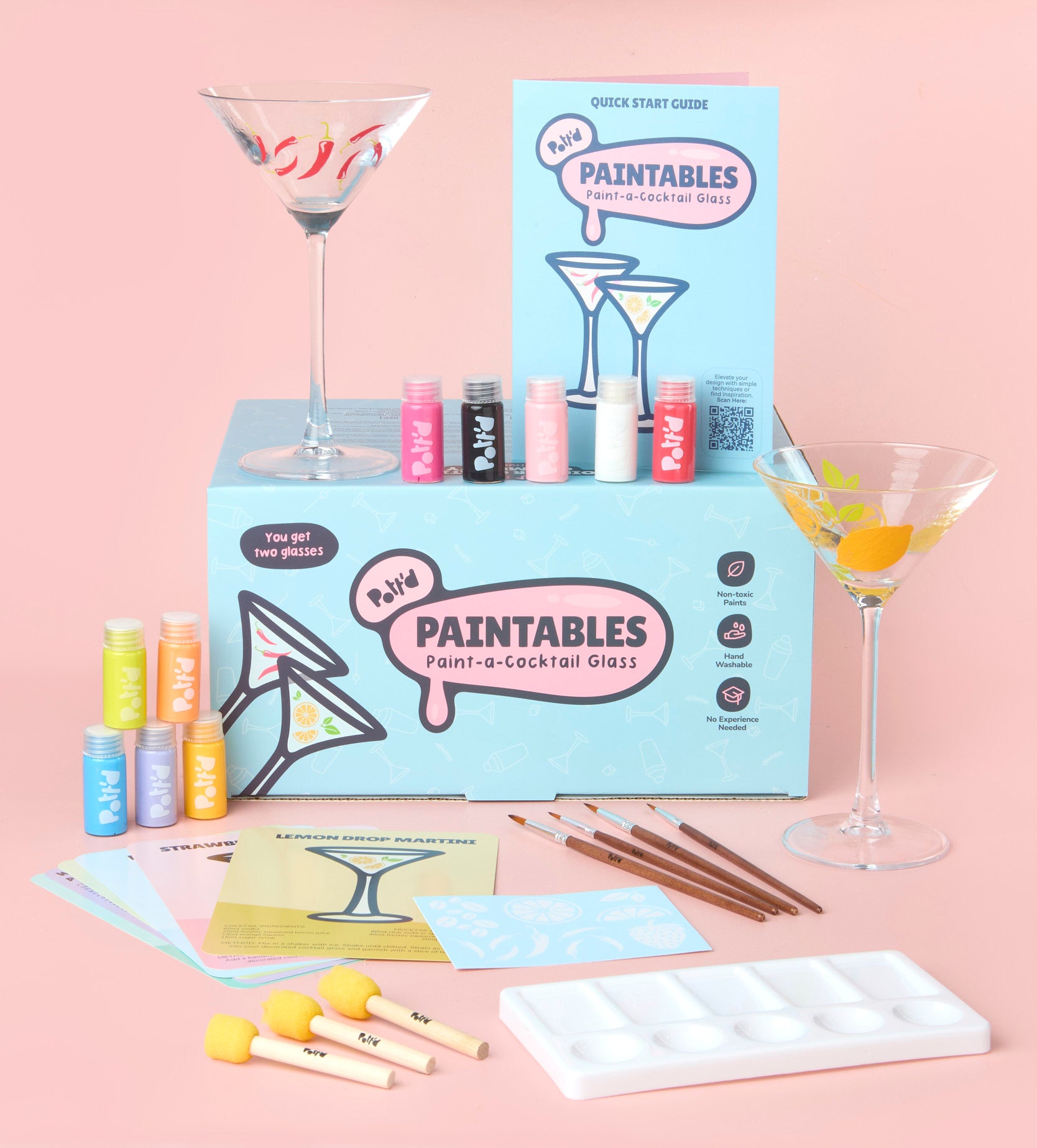 Pott'd Painting Kits Cocktail x2 kit pittura bicchieri vetro