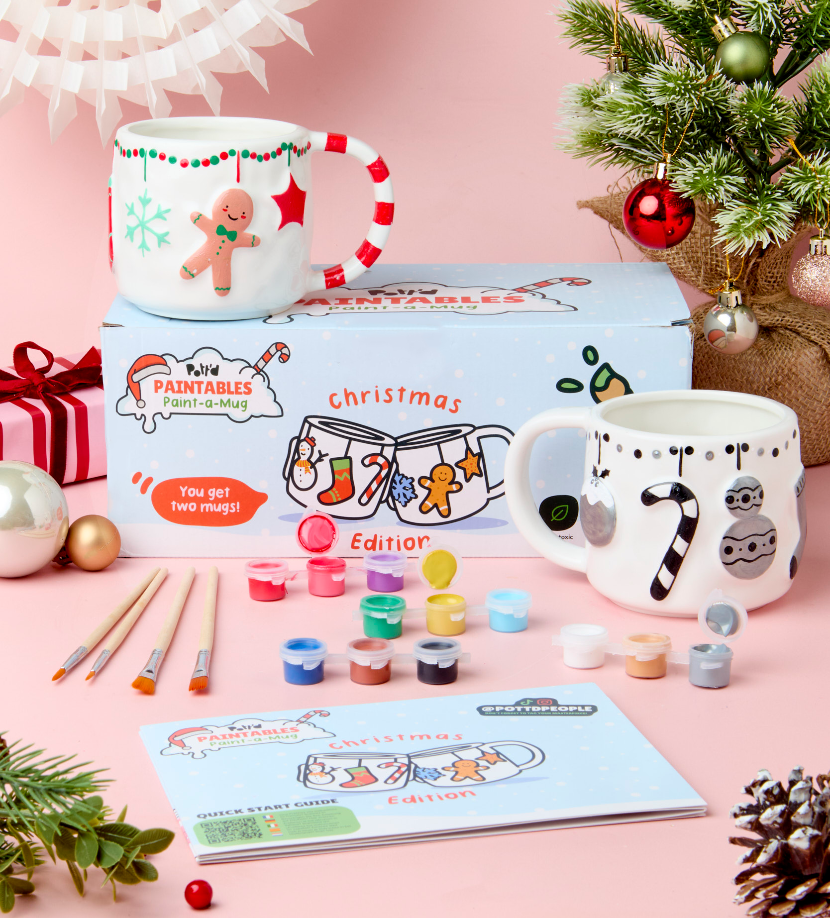 Pott'd Painting Kits Christmas Decoration Paint-a-Mug x2 kit tazze Natale