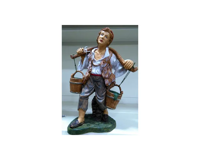 Pastori Tipo Legno G30-20 Due Secchi Statua Presepe 30 cm