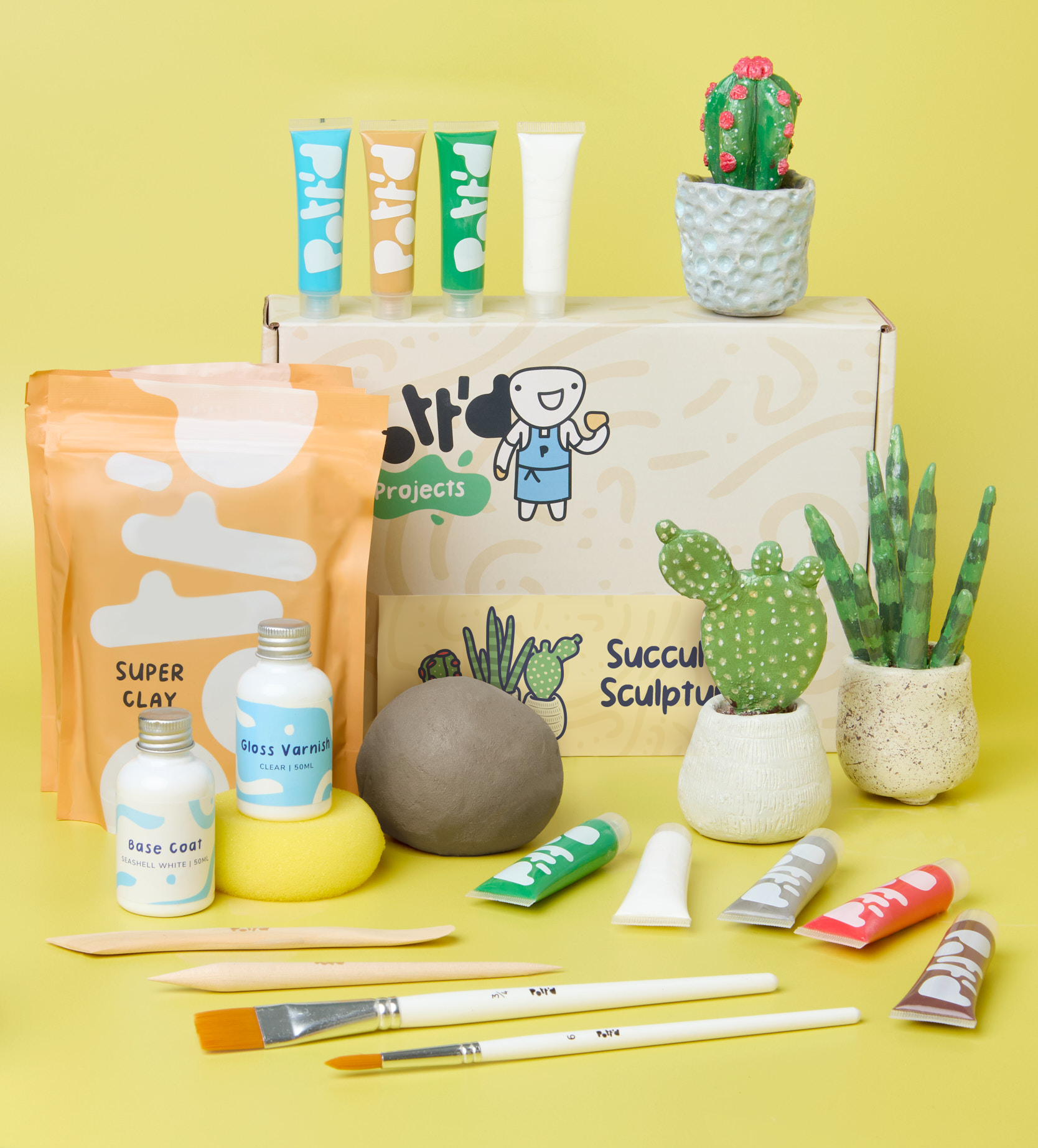 Pott'd Projects Succulent Sculptures kit argilla Garden Trio
