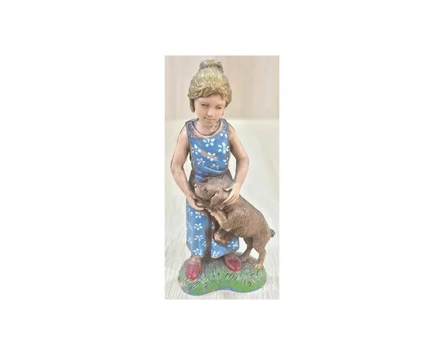 Ditta Montanini Landi 1026 bimba con cane 10 cm resina