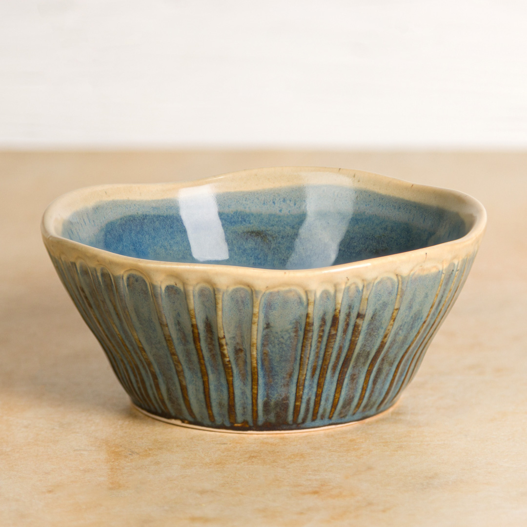 Mayco Stoneware Bisque Fluted Small Bowl biscotto