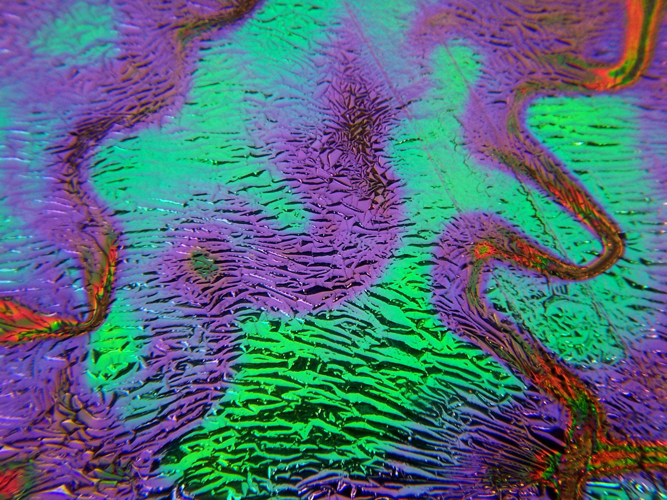 Cbs Dichroic Crinklized Fusion Emerald vetro tondo 19 pollici