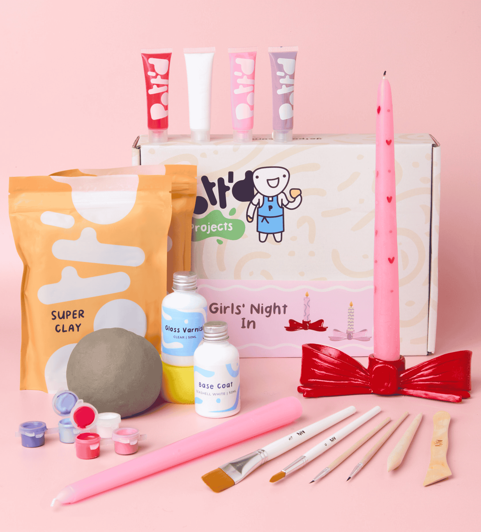 Pott'd Home Pottery Kits Girl's Night In kit 2 candele