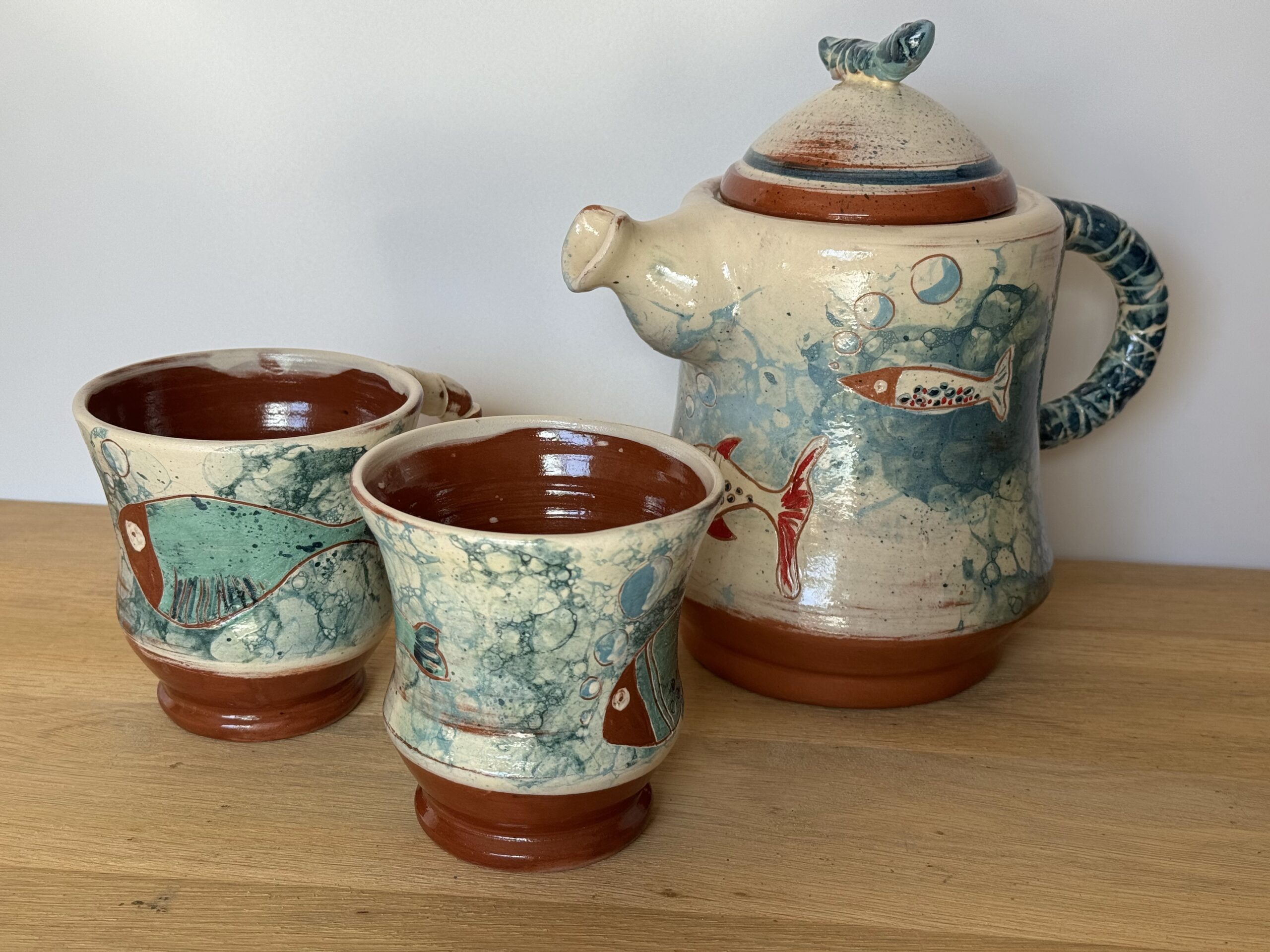 OrientéObjets Figuerolles teiera poissons in ceramica