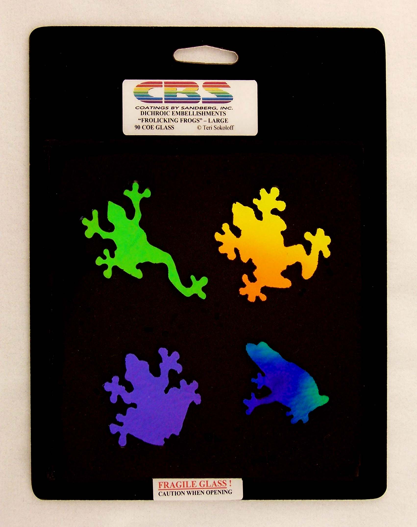 Cbs Dichroic Frolicking Frogs Large decoro vetro 4 pz
